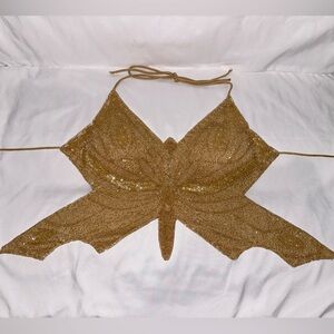 NWOT Y2K Vintage Beaded Backless Butterfly Top